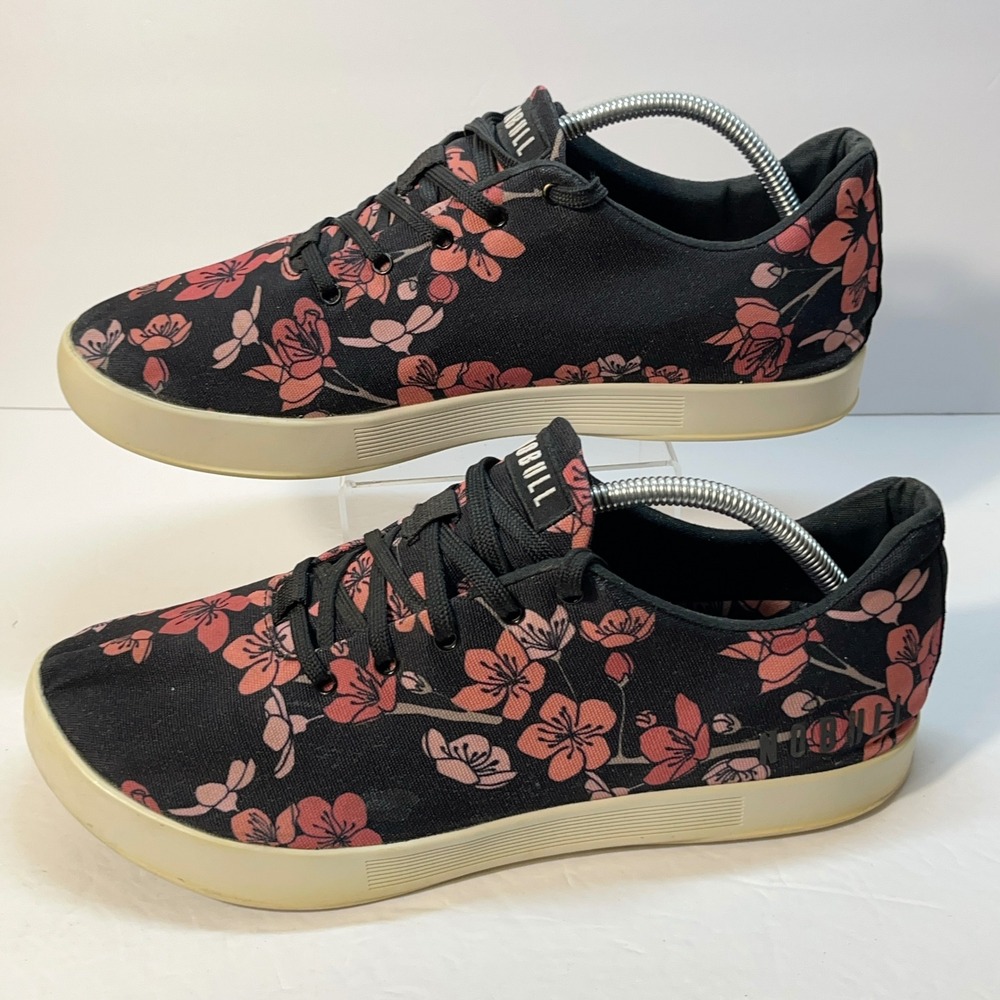 NOBULL Training Shoes W 12.5/M 11 Black Pink Cherry Blossom Floral Canvas Gym - Picture 6 of 12